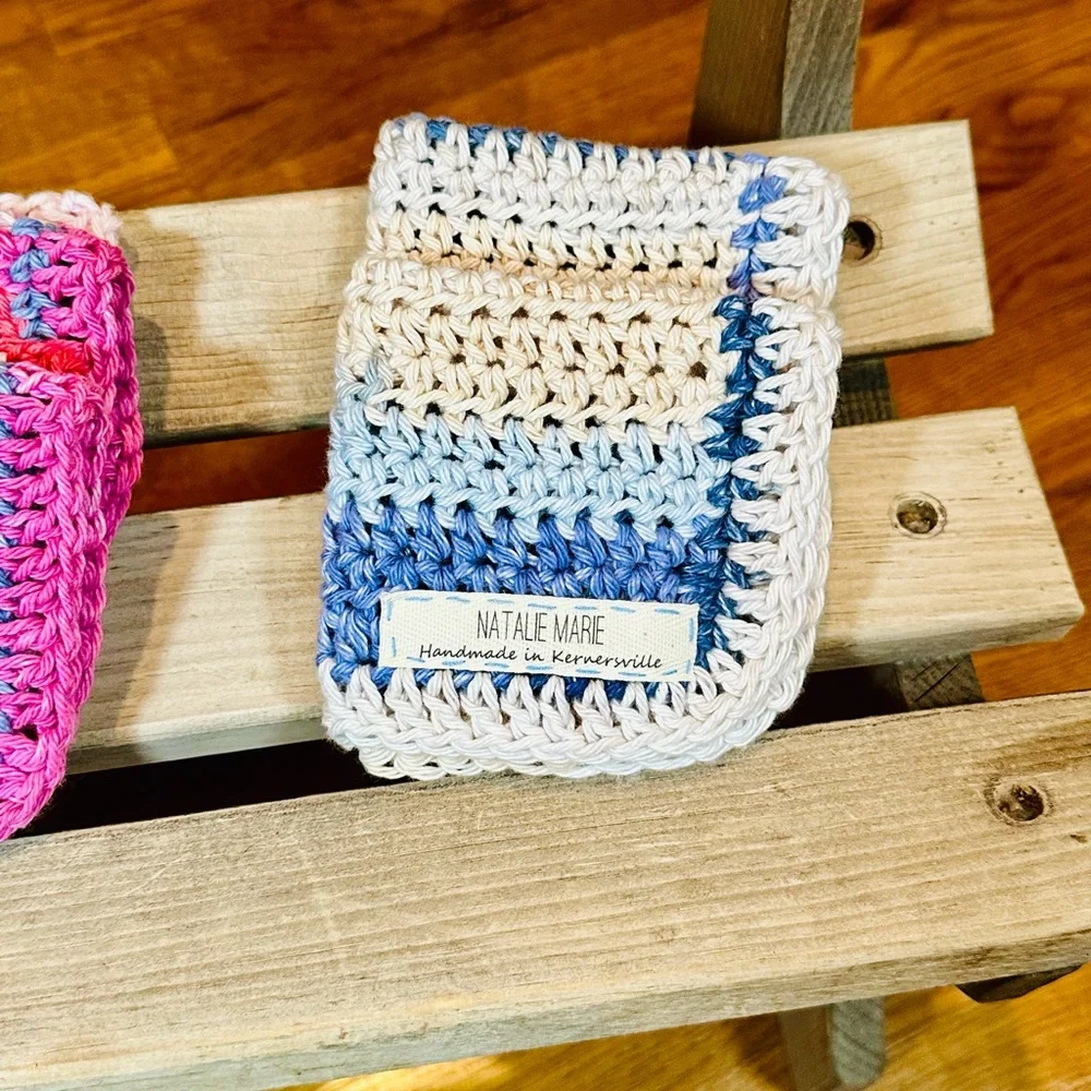 NWT Handmade Cotton Dish Wash Cloth Striped Multi Color - Set of 2
